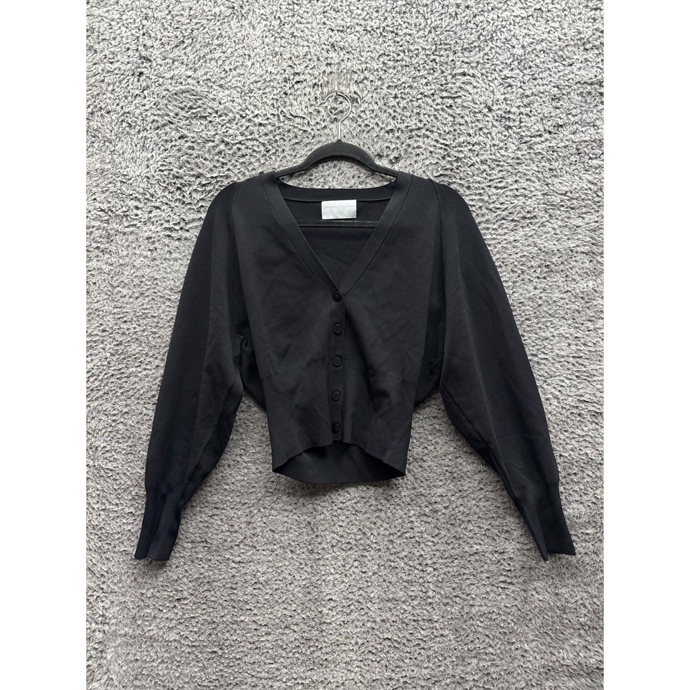 Modern Citizen Carson Button-Front V-Neck Cardigan Black Womens Size S